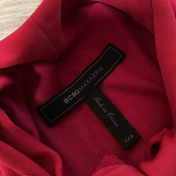 BCBGMAXAZRIA Red Celline XXS Sleeveless Pussycat Bow High Waist Peplum Blouse - Picture 13 of 14